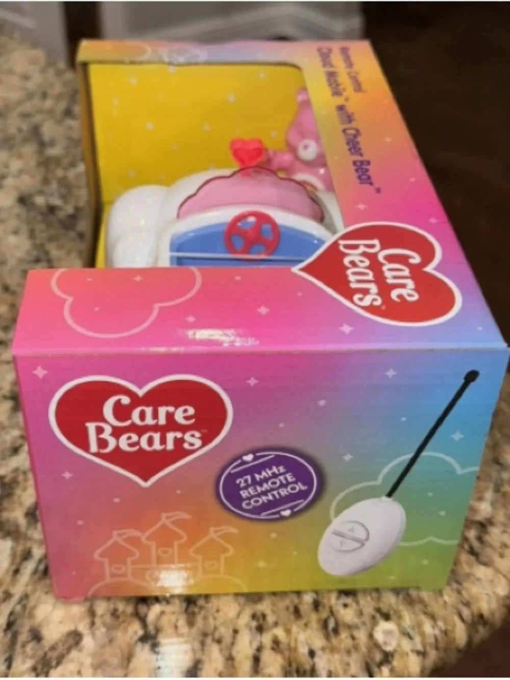 Care Bears Cheer Bear White & Pink Convertible Toy Car with Rainbow Wheels
